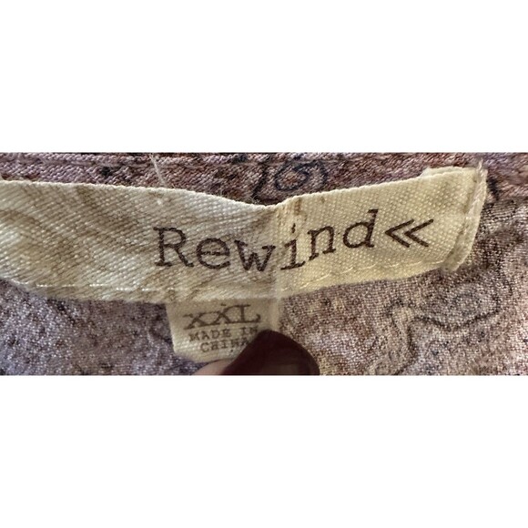 Rewind Boho Medallion Dress XXL Mauve Rayon Ruffle Hem Casual - Picture 4 of 6